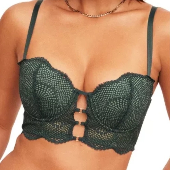 Lace Underwire Bra in Dark Green - Picture 1 of 4
